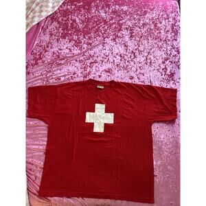 Swiss Flag T-Shirt Red White Short Sleeve Men's Large